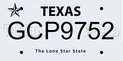 GCP9752 Texas License Plate