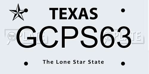 GCPS63 Texas License Plate