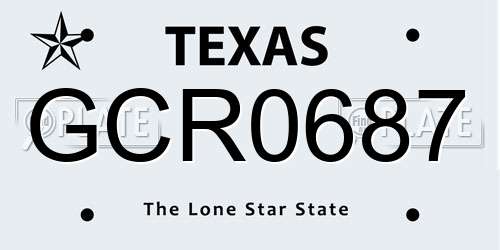 GCR0687 Texas License Plate