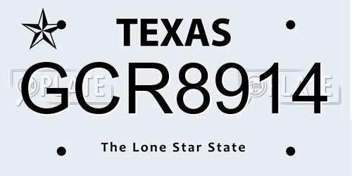 GCR8914 Texas License Plate