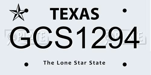 GCS1294 Texas License Plate
