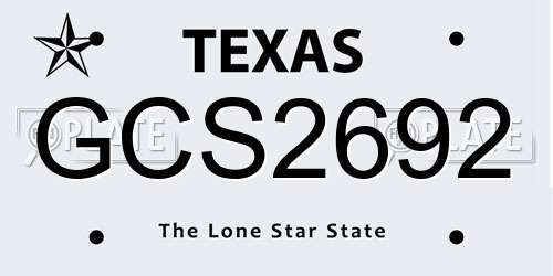 GCS2692 Texas License Plate