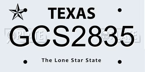 GCS2835 Texas License Plate