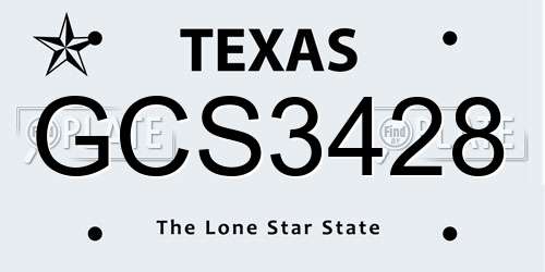 GCS3428 Texas License Plate