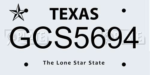 GCS5694 Texas License Plate