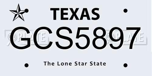 GCS5897 Texas License Plate