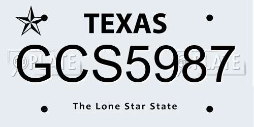 GCS5987 Texas License Plate