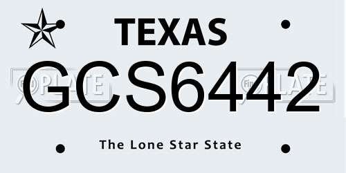 GCS6442 Texas License Plate