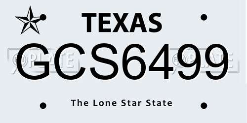 GCS6499 Texas License Plate