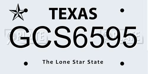 GCS6595 Texas License Plate