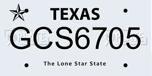 GCS6705 Texas License Plate