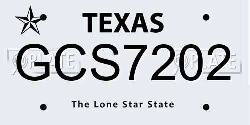GCS7202 Texas License Plate