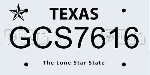GCS7616 Texas License Plate