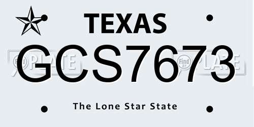 GCS7673 Texas License Plate
