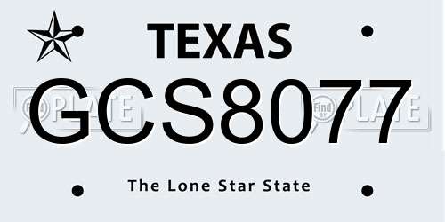 GCS8077 Texas License Plate
