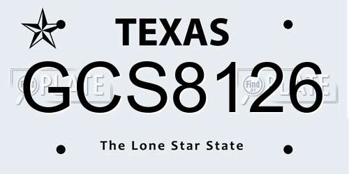 GCS8126 Texas License Plate