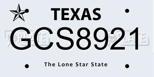 GCS8921 Texas License Plate