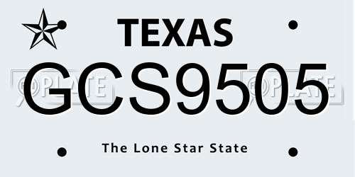 GCS9505 Texas License Plate
