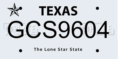 GCS9604 Texas License Plate