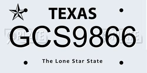 GCS9866 Texas License Plate