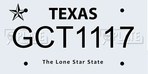 GCT1117 Texas License Plate
