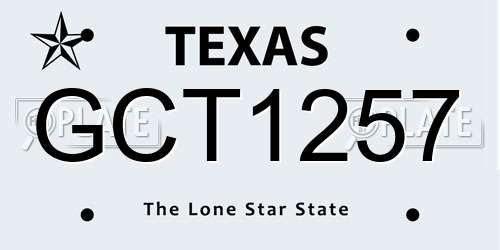 GCT1257 Texas License Plate