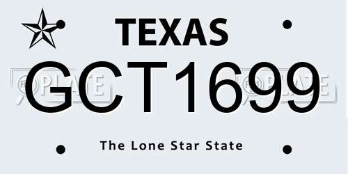 GCT1699 Texas License Plate