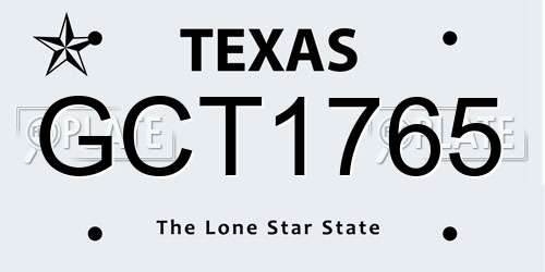 GCT1765 Texas License Plate