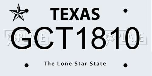 GCT1810 Texas License Plate