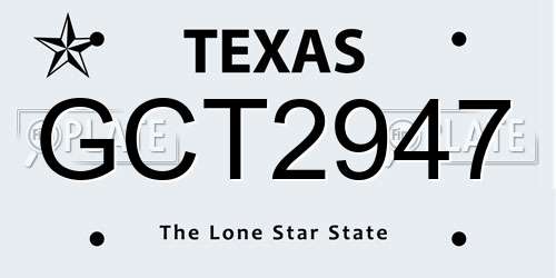 GCT2947 Texas License Plate