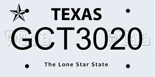 GCT3020 Texas License Plate