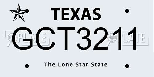 GCT3211 Texas License Plate