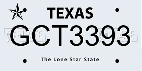 GCT3393 Texas License Plate