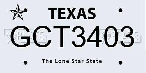 GCT3403 Texas License Plate