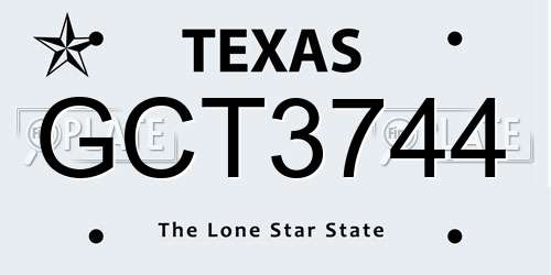 GCT3744 Texas License Plate