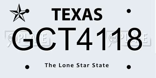 GCT4118 Texas License Plate