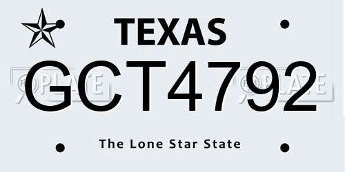 GCT4792 Texas License Plate