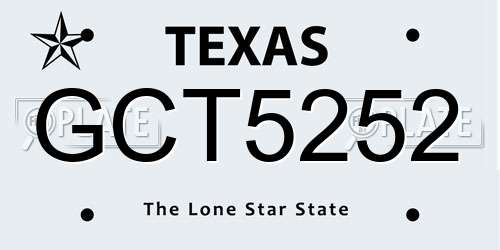 GCT5252 Texas License Plate