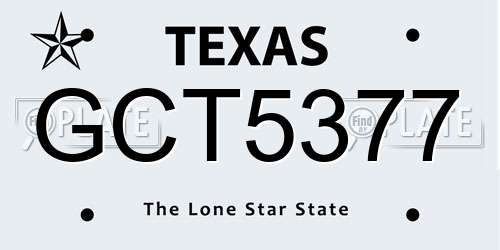 GCT5377 Texas License Plate