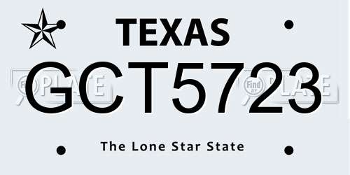 GCT5723 Texas License Plate