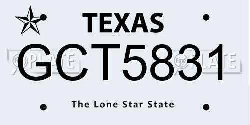 GCT5831 Texas License Plate