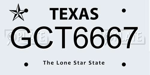 GCT6667 Texas License Plate