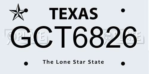 GCT6826 Texas License Plate