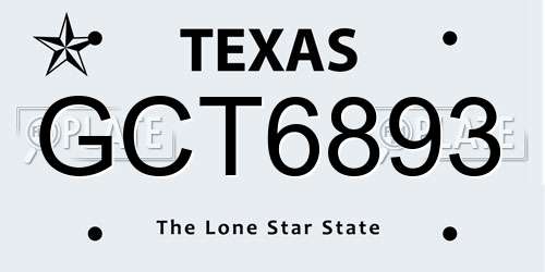 GCT6893 Texas License Plate