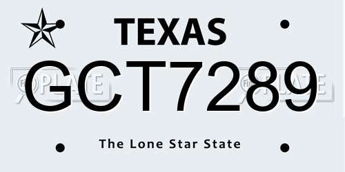 GCT7289 Texas License Plate