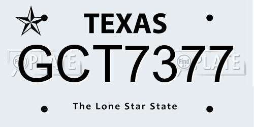 GCT7377 Texas License Plate