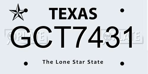 GCT7431 Texas License Plate