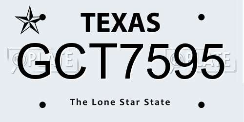 GCT7595 Texas License Plate