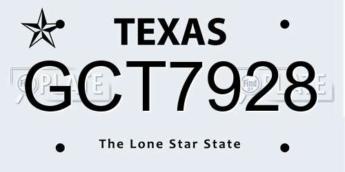 GCT7928 Texas License Plate