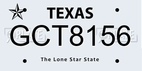 GCT8156 Texas License Plate